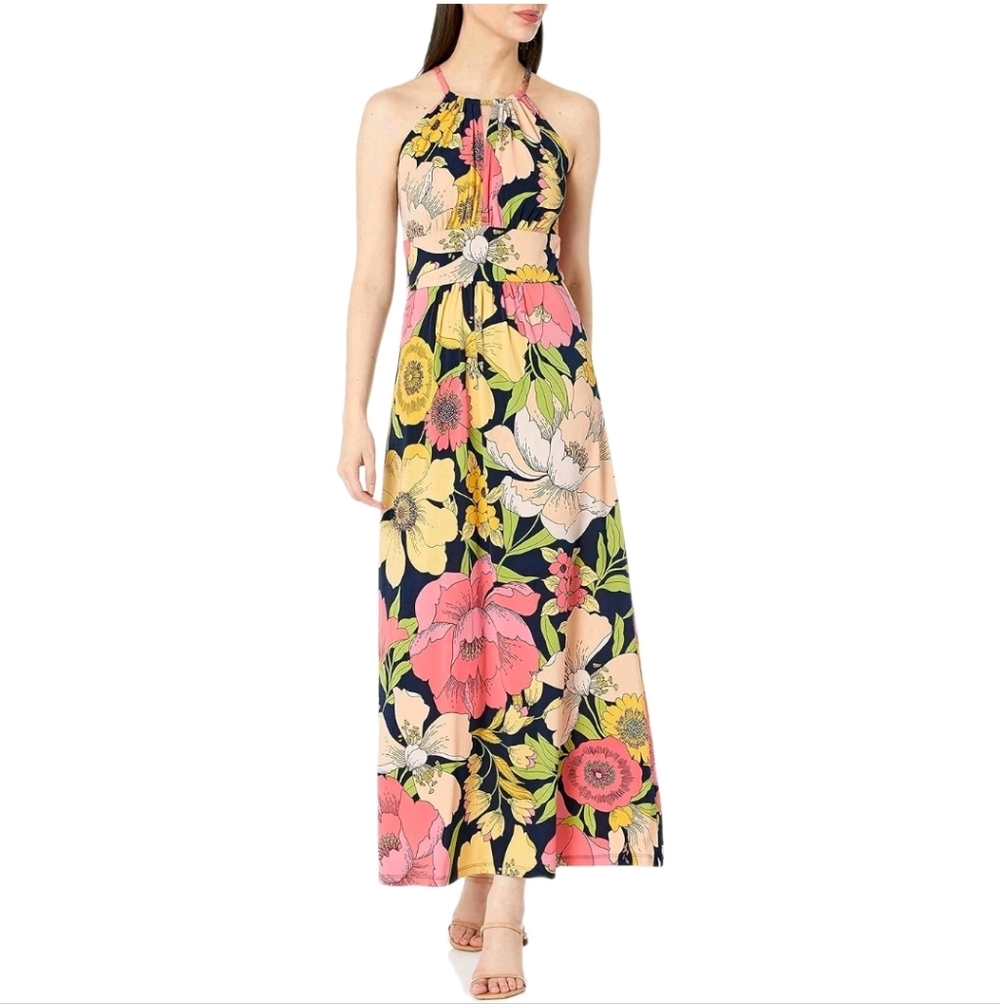 London Times Vibrant Floral Maxi Dress